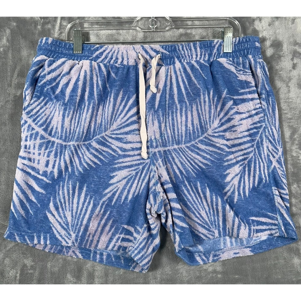 Marine Layer Terry Cloth Jacquard Shorts Mens Large 6'' Inseam Blue Floral